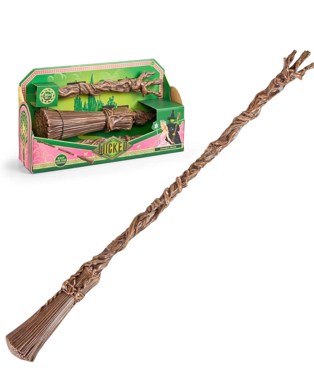 NIB Authentic Elphaba Broom Replica from Wicked Movie 36 Inch Easy Assembly